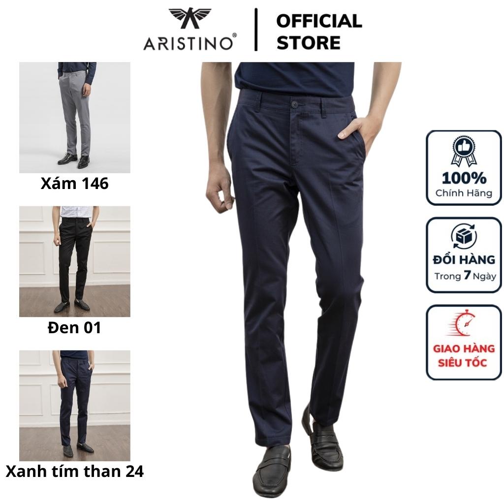 Quần dài kaki nam Aristino AKKR01 trơn màu khaki dáng regular fit suông vừa trẻ trung vải thô CVC cao cấp mềm mại