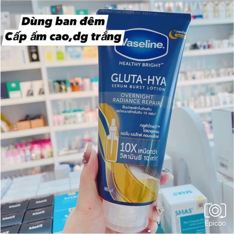 Sữa dưỡng thể Vaseline Healthy Bright Gluta HYA Serum Burst Lotion 10X Thái Lan