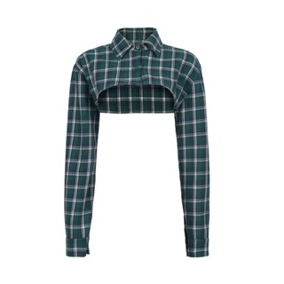 TATICHU - Áo sơ mi caro croptop tay dài - Long Sleeve Plaid Cropped Shirt