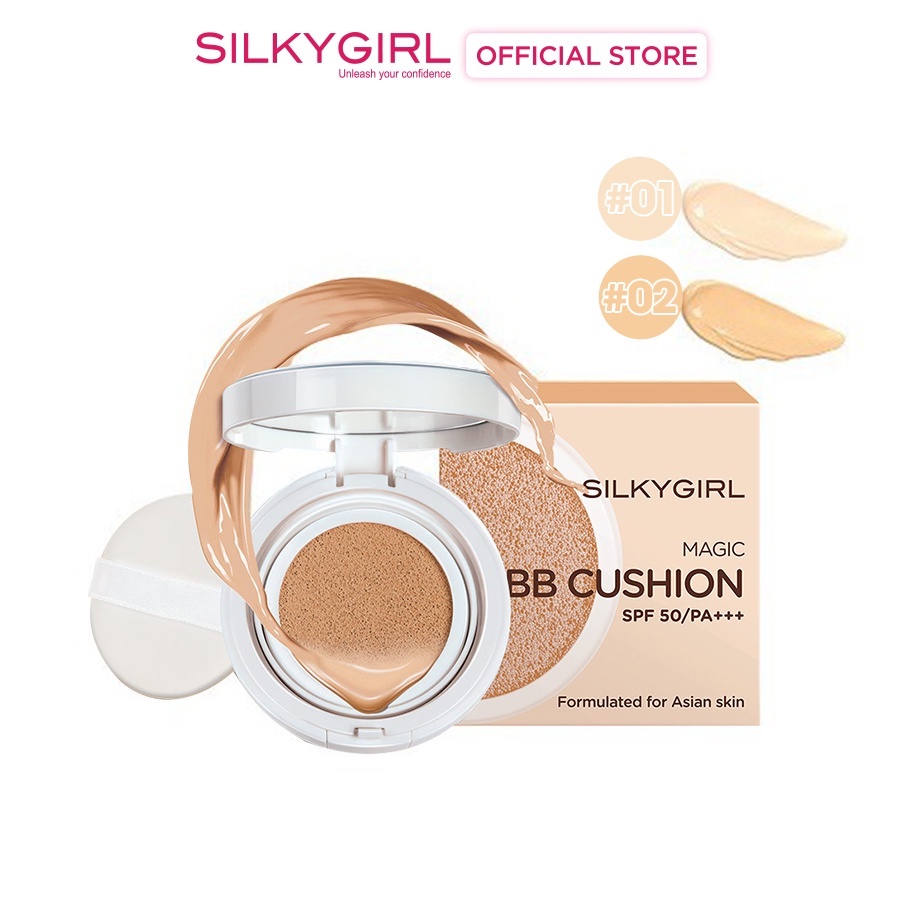 COMBO 2 hộp Silkygirl Magic BB Cushion + phấn phủ bột Nosebum