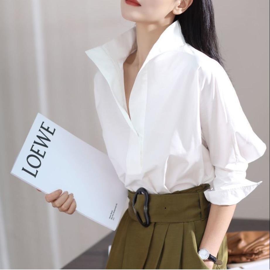 Áo Sơ Mi Tay Cánh Dơi Cổ Đứng Dáng Rộng Thời Trang 2023 Cho Nữ