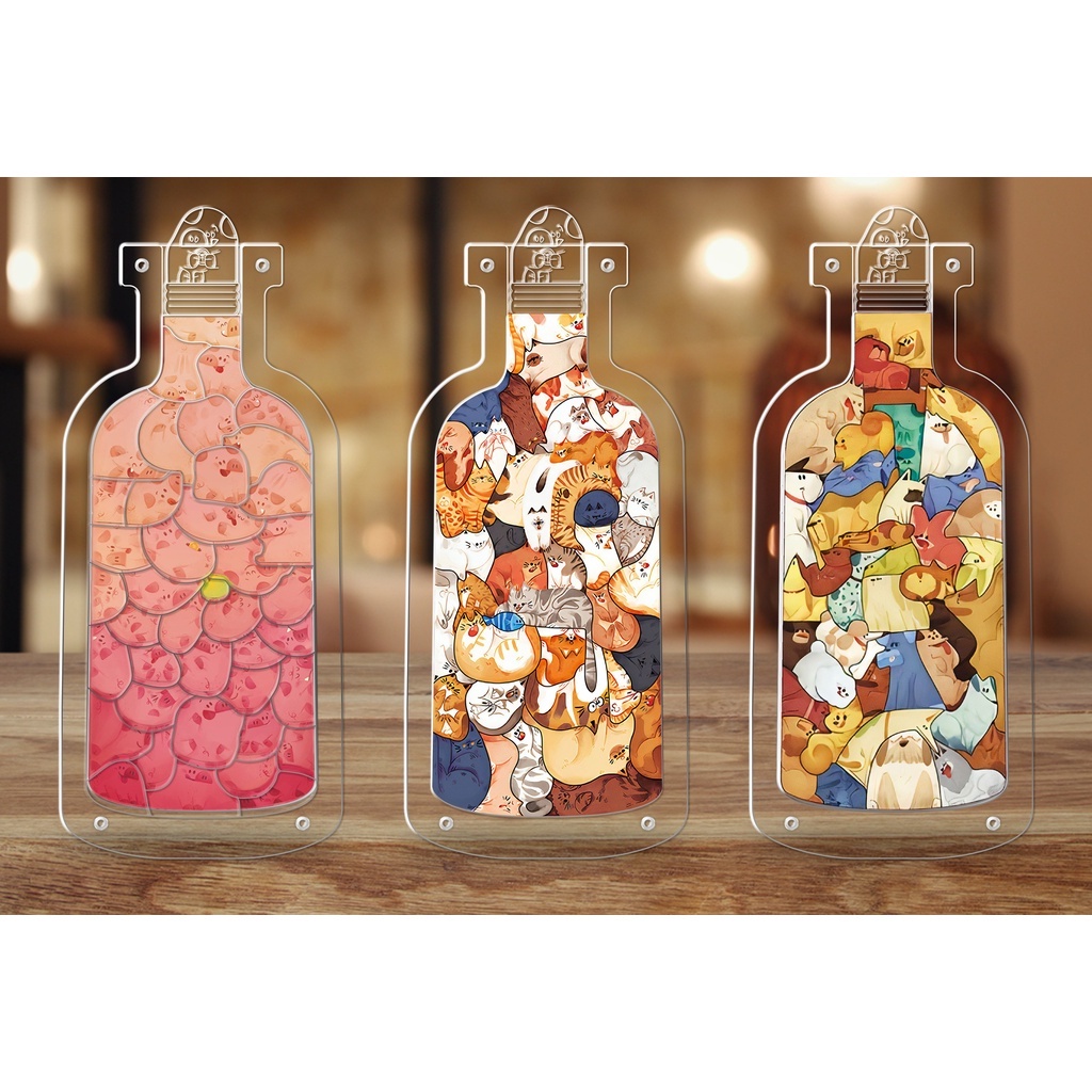 Bộ xếp hình Mèo trong lọ - pets in bottle Thegioipuzzle bằng Acrylic trong suốt, đồ chơi lắp ráp hình động vật