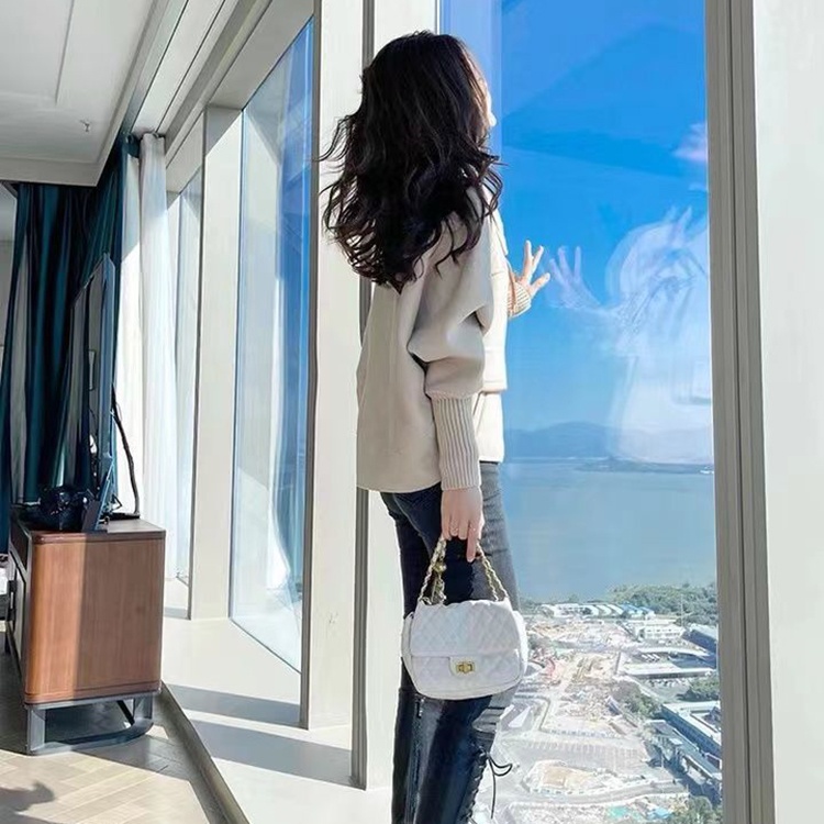 IELGY Áo Khoác Len Lông Cừu Dáng Rộng Phong Cách Hàn Quốc Cho Nữ