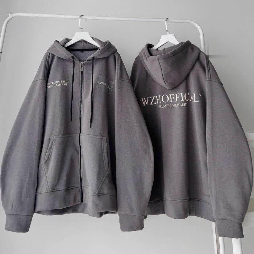 Áo Khoác Nỉ Chữ WZHOFFICAL Cặp Đôi Nam Nữ - Hoodie Có Dây Kéo Nón 2 Lớp Kiểu Unisex - Chống Nắng
