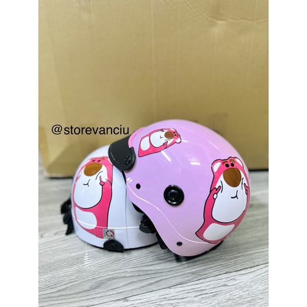 NÓN BẢO HIỂM GẤU DÂU - HÌNH THẬT