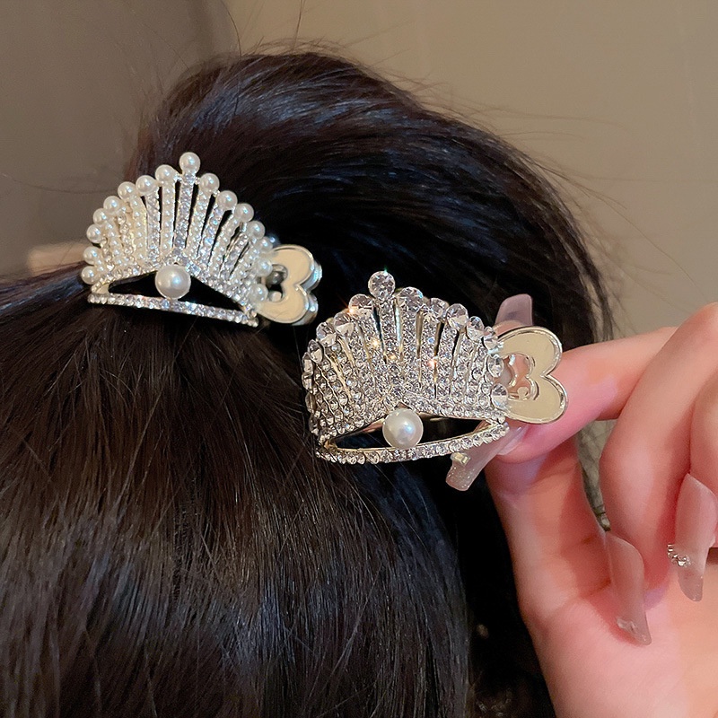 Set 2 Kẹp Tóc Hình Vương Miện Đính Đá Sang Trọng Cho Nữ