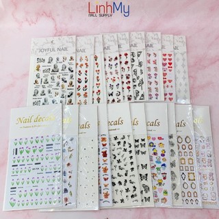 Sticker Dán Móng Hình Trái Tim Hoạt Hình Hoa Họa Tiết Trang Trí Móng