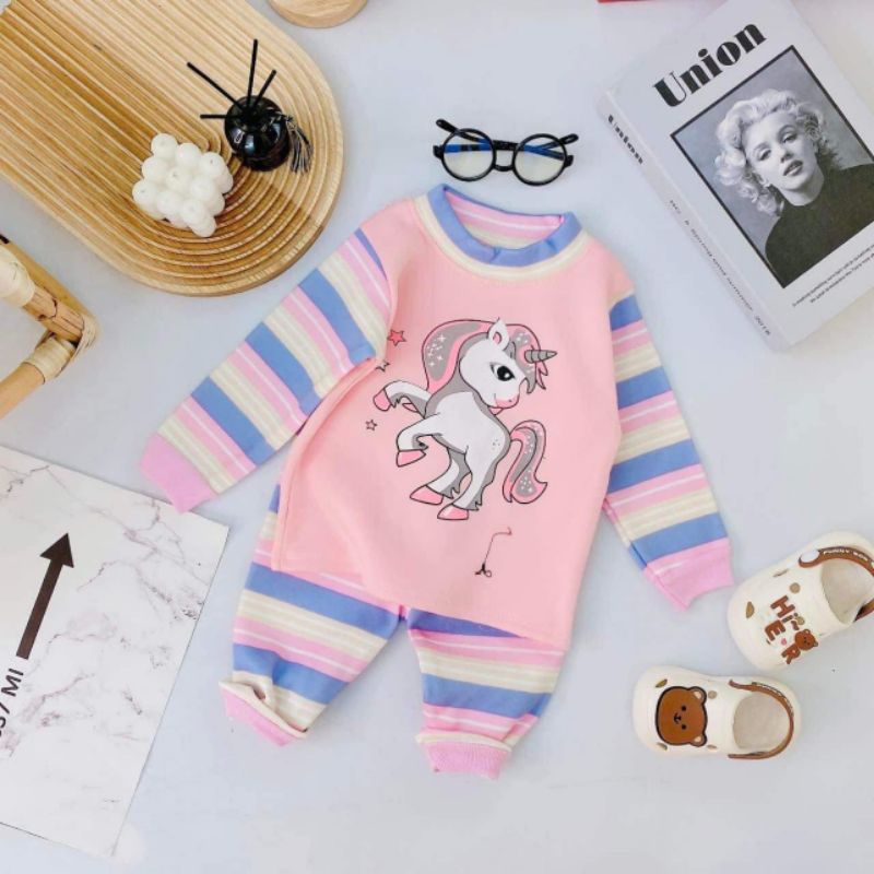 Bộ nỉ lót lông kẻ ngang cho bé từ 4-14kg