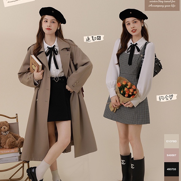 Áo sơ mi SUXI tay dài màu sắc ngọt ngào phong cách vintage thời trang xinh xắn cho nữ