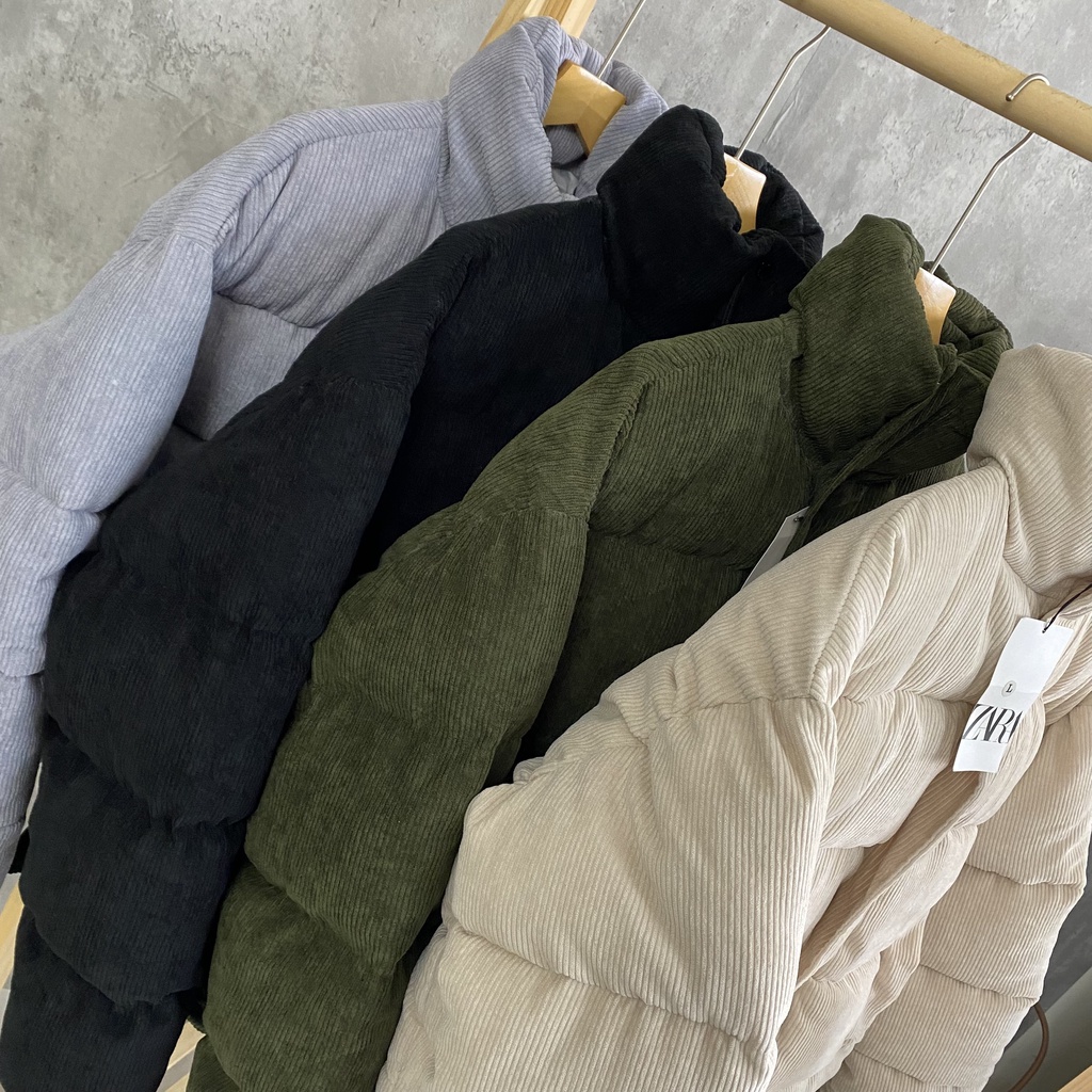 Áo khoác phao nhung tăm Z.R cao cấp nam nữ dáng rộng