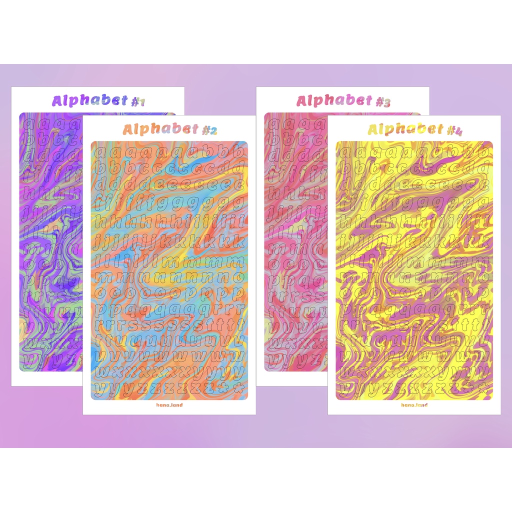 [Alphabet #6] Sticker decal bảng chữ cái Tie Dye cán màng bóng #06 _ #hana.land