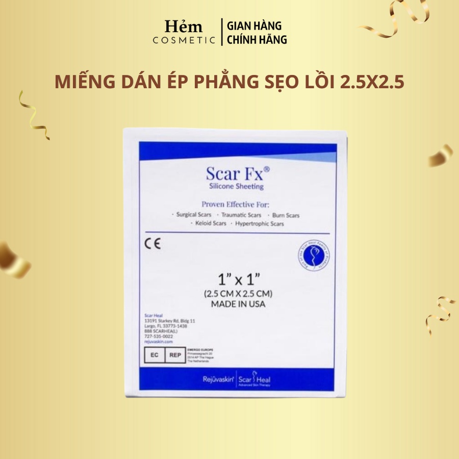 Miếng Dán Ngăn Ngừa Và Ép Sẹo Lồi / Phì Đại Rejuvaskin Scar FX 2,5cm x 2,5cm