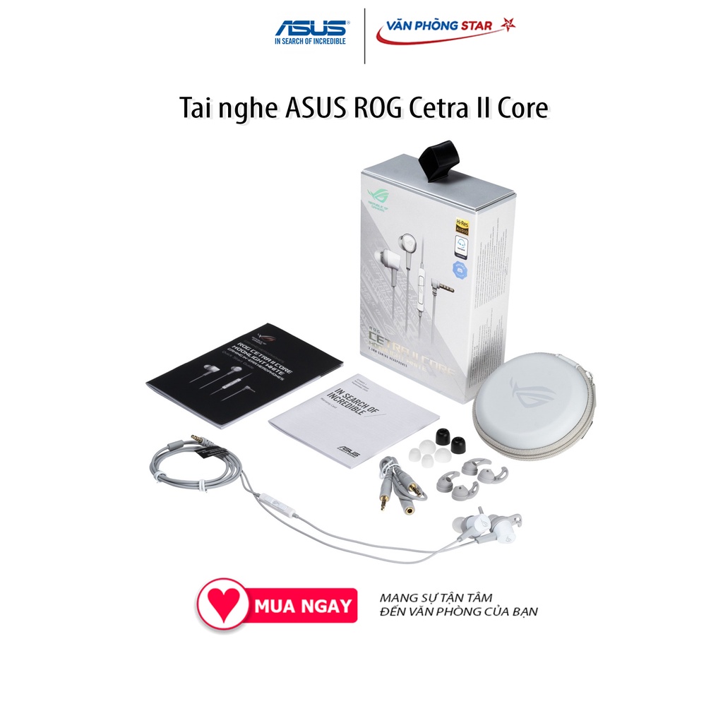Tai nghe ASUS ROG Cetra II Core âm thanh 7.1, thiết kế công thái học, giắc cắm 3.5mm, có microphone