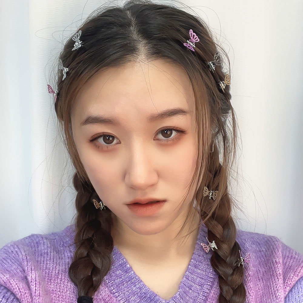 Set 12 Kẹp Tóc Hình Bướm Nhỏ Dễ Thương Phong Cách Hàn Quốc Cho Nữ