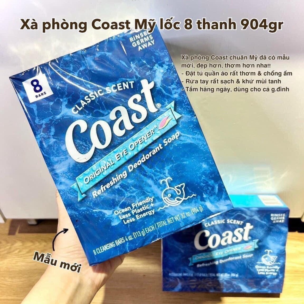 Xà Bông Coast Cục Chính Hãng Mỹ (Lốc 8 Cục) - Mẫu Mới