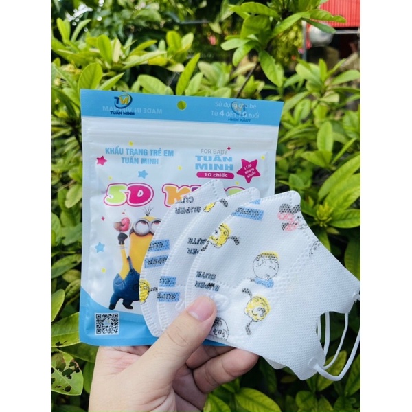 1 Thùng 10 gói  Khẩu trang 5D Tuấn Minh mẫu mới