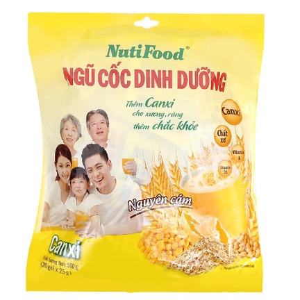 Ngũ cốc dinh dưỡng canxi nguyên cám NutiFood bịch 500g