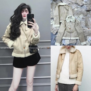 Áo khoác da lộn lót lông
