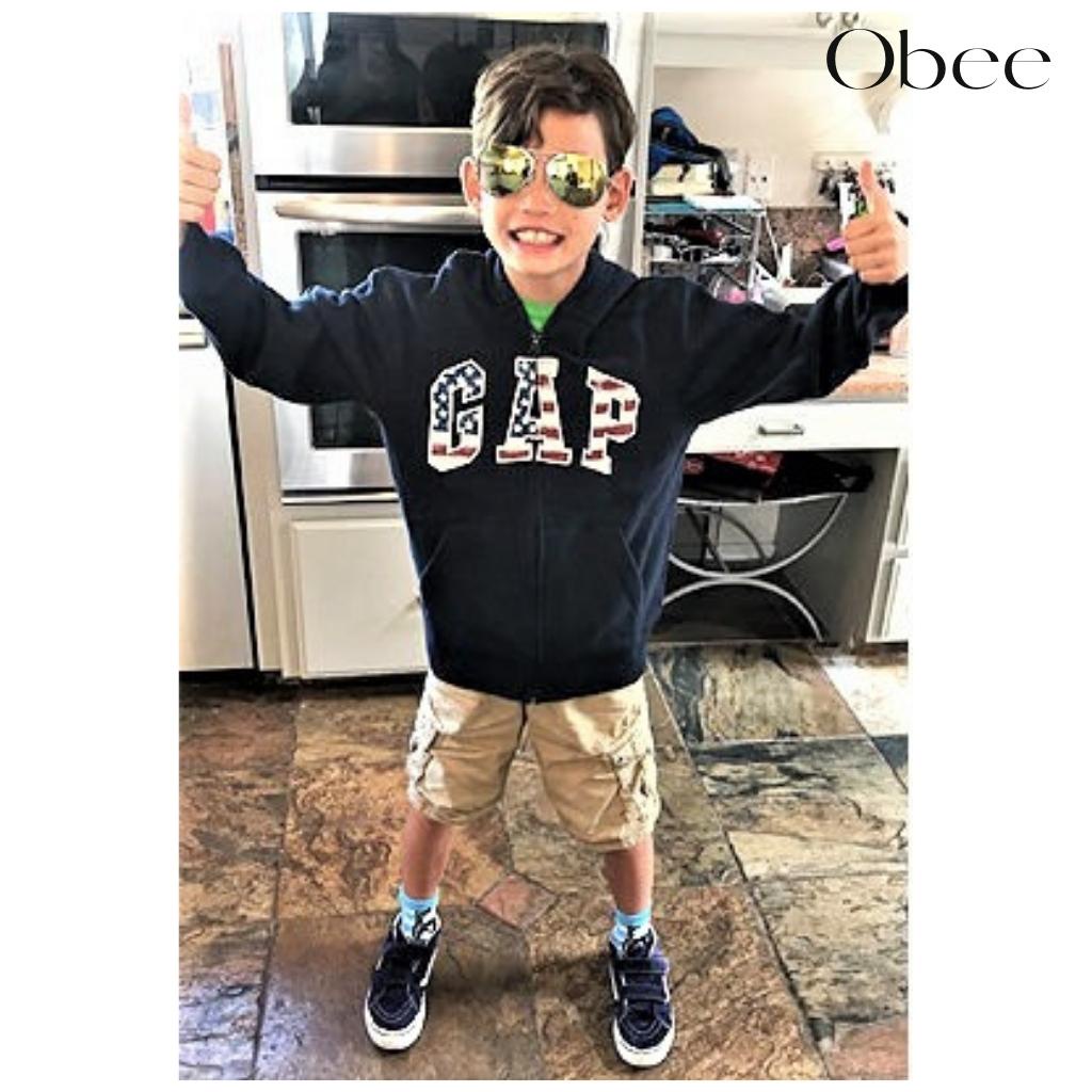 Áo khoác bé trai Obee's Closet Áo khoác nỉ mỏng có nón 16 - 21kg