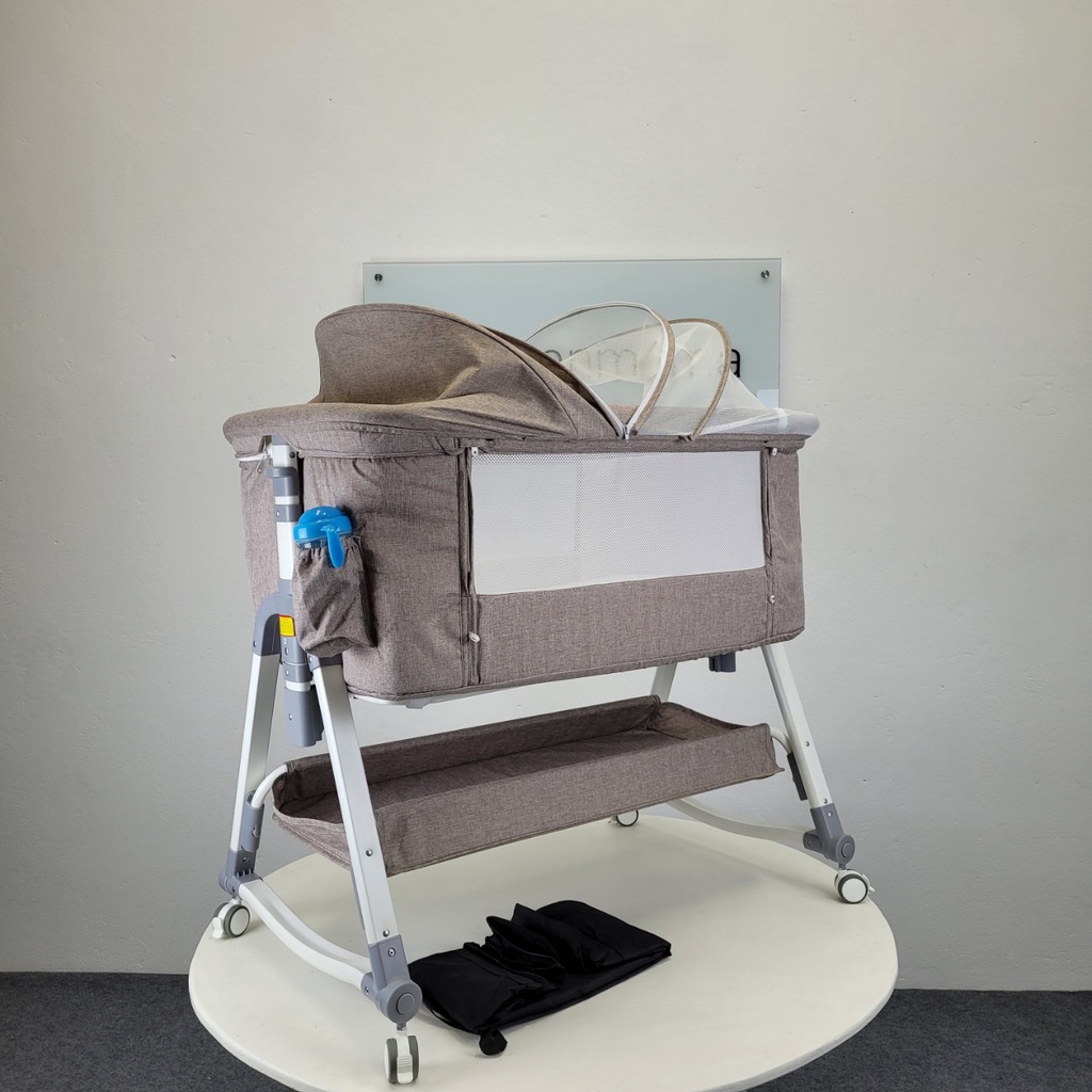 Nôi cũi cho bé có màn, bánh xe,nệm,giỏ để đồ,nôi cho bé sơ sinh đa năng sử dụng cho bé đến 36 tháng tuổi GENMAMA