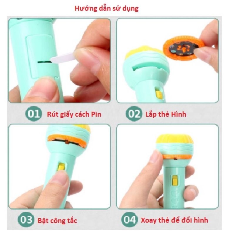 Đèn Pin chiếu hình 80 hình động vật cho bé - Dừa Shopkids
