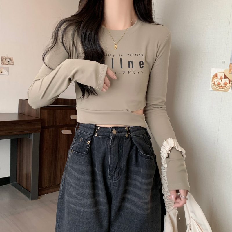 Áo croptop SUXI tay dài dáng ôm phong cách quyến rũ thời trang cho nữ