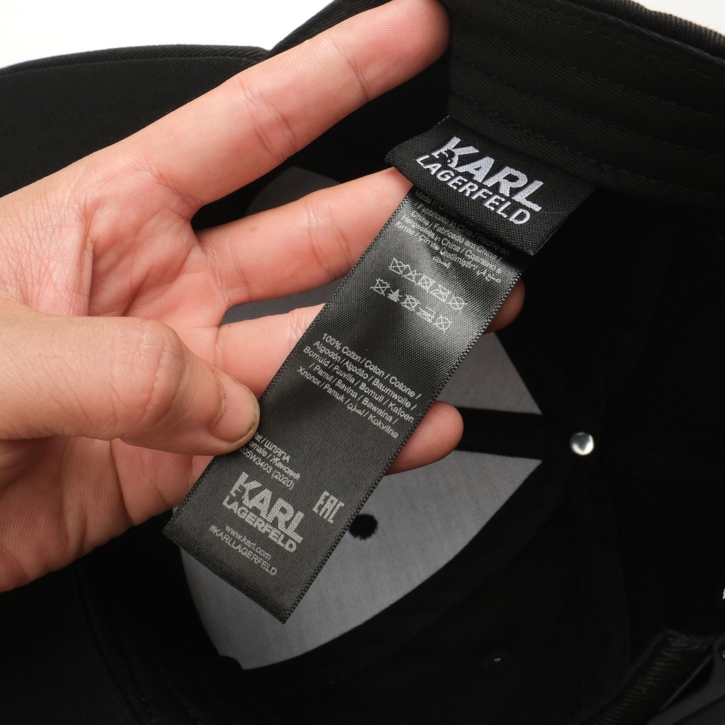 Nón lưỡi trai thời trang KARL Vải kaki đen cao cấp Form đứng Nón kết unisex đi biển Nón du lịch Nón chơi golf tennis