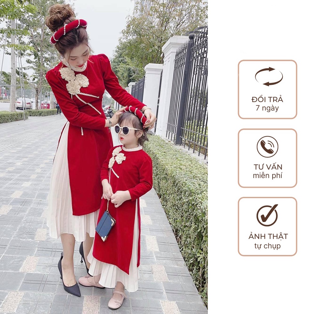 Set Áo Dài Tết Mẹ Bé, Áo Dài Cách Tân