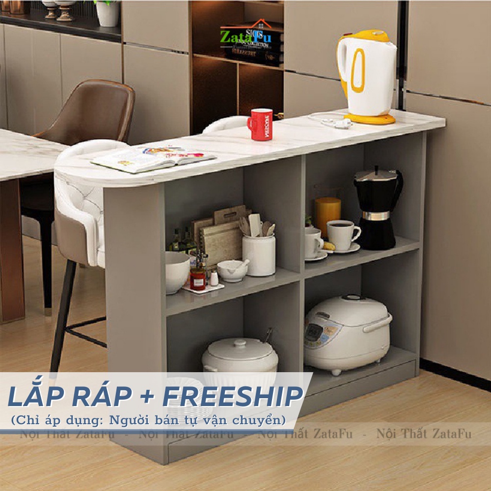 Bàn Bếp Đa Năng Làm Bàn Ăn Kệ Đựng Đồ Dùng Nhà Bếp Gỗ MDF Lõi Xanh Chống Ẩm BAGD-02 ZataFu