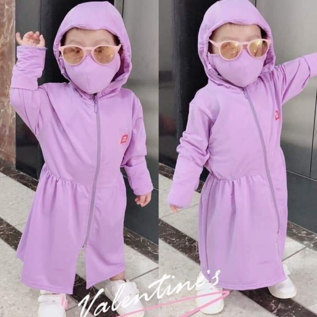 Rập may áo chống nắng toàn thân cho bé
