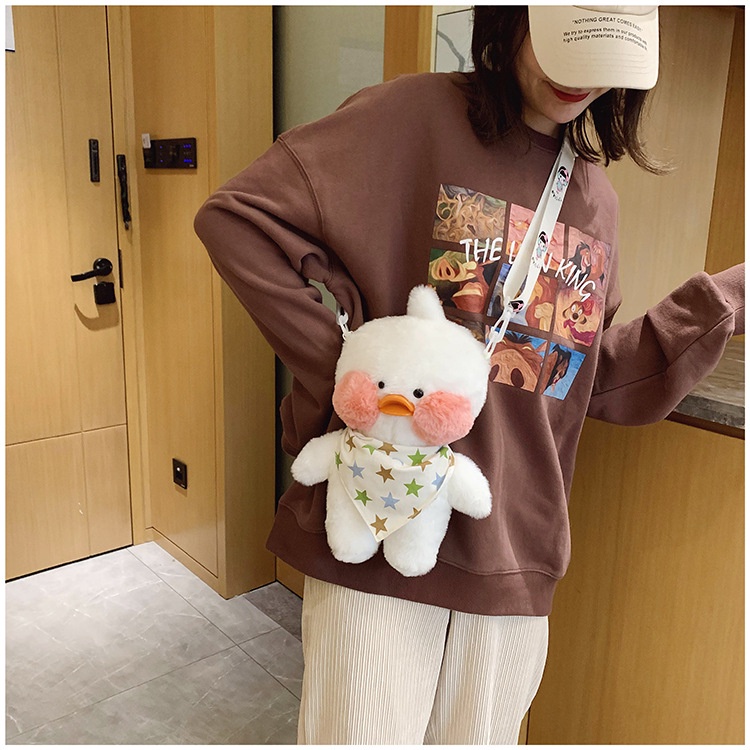 Balo mini hình vịt vàng đeo khăn quàng cổ xinh xắn dễ thương SMN481