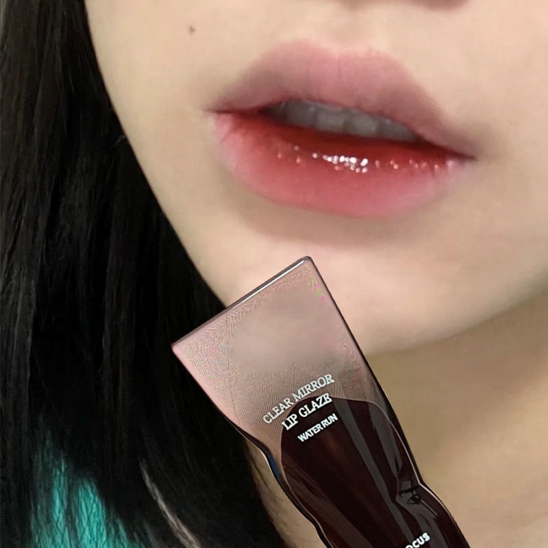 Pinkyfocus Son Bóng Màu Đen Nhẹ Lâu Trôi Không Dễ Phai Màu Trong Suốt