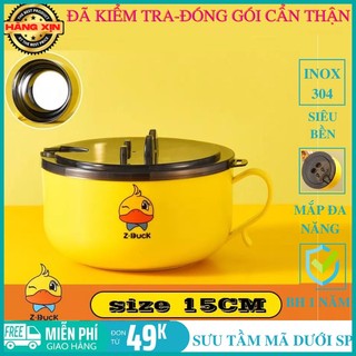 Ly mì dạng tô inox 1200ml , ca nấu mì có nắp đậy cao cấp siêu bền