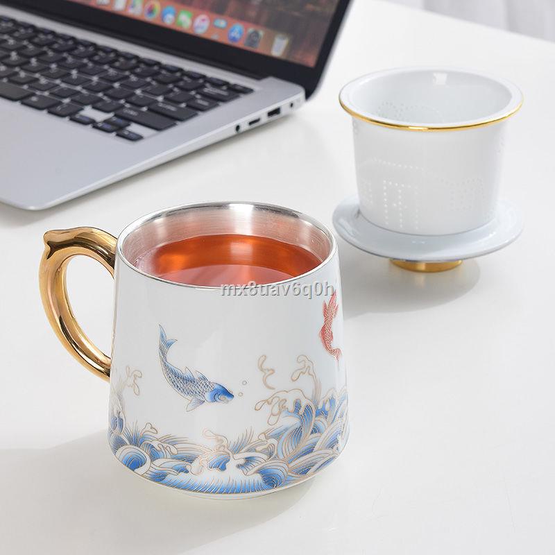 Màu Xanh Và Trắng Cốc Sứ Cốc Sứ Trà Bị Rò Rỉ Bạc Nước Trà Tách Nước Văn Phòng Trà cá Nhân Sử Dụng