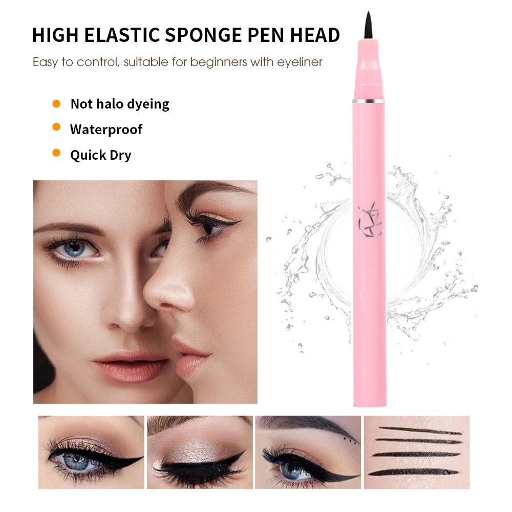 1 Bút Kẻ Mắt Dạng Lỏng Hai Màu Đen Nhanh Khô Chống Thấm Nước Không Nhòe