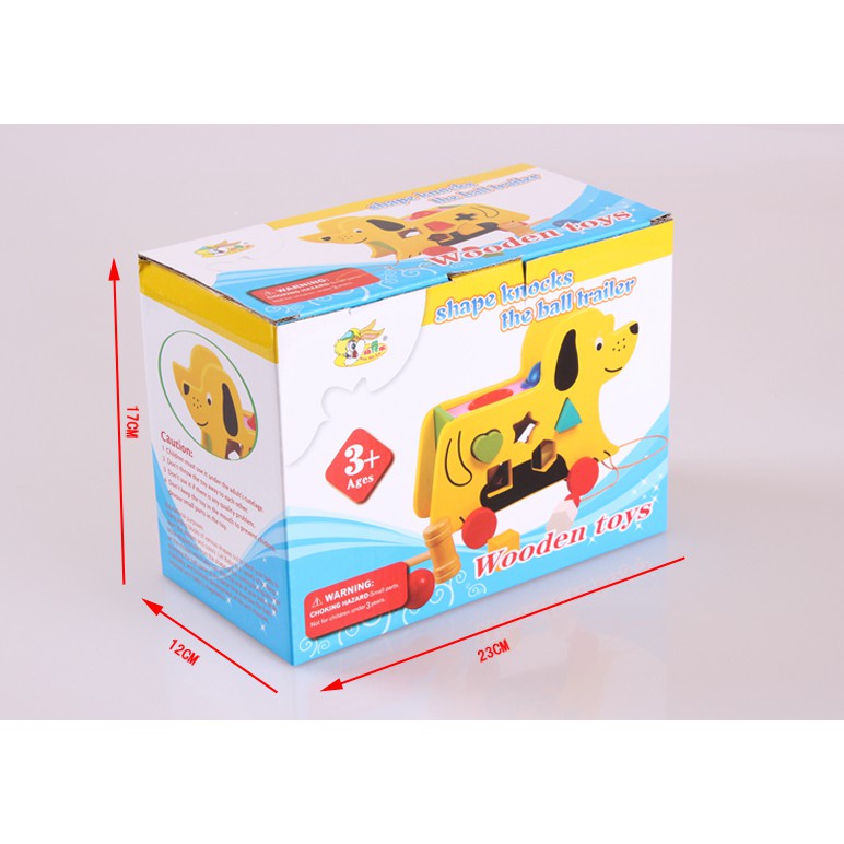 Đồ Chơi Gỗ BEEKIDS Xe Chó Kéo Đập Bóng Thả Hình Khối Phát Triển Trí Tuệ