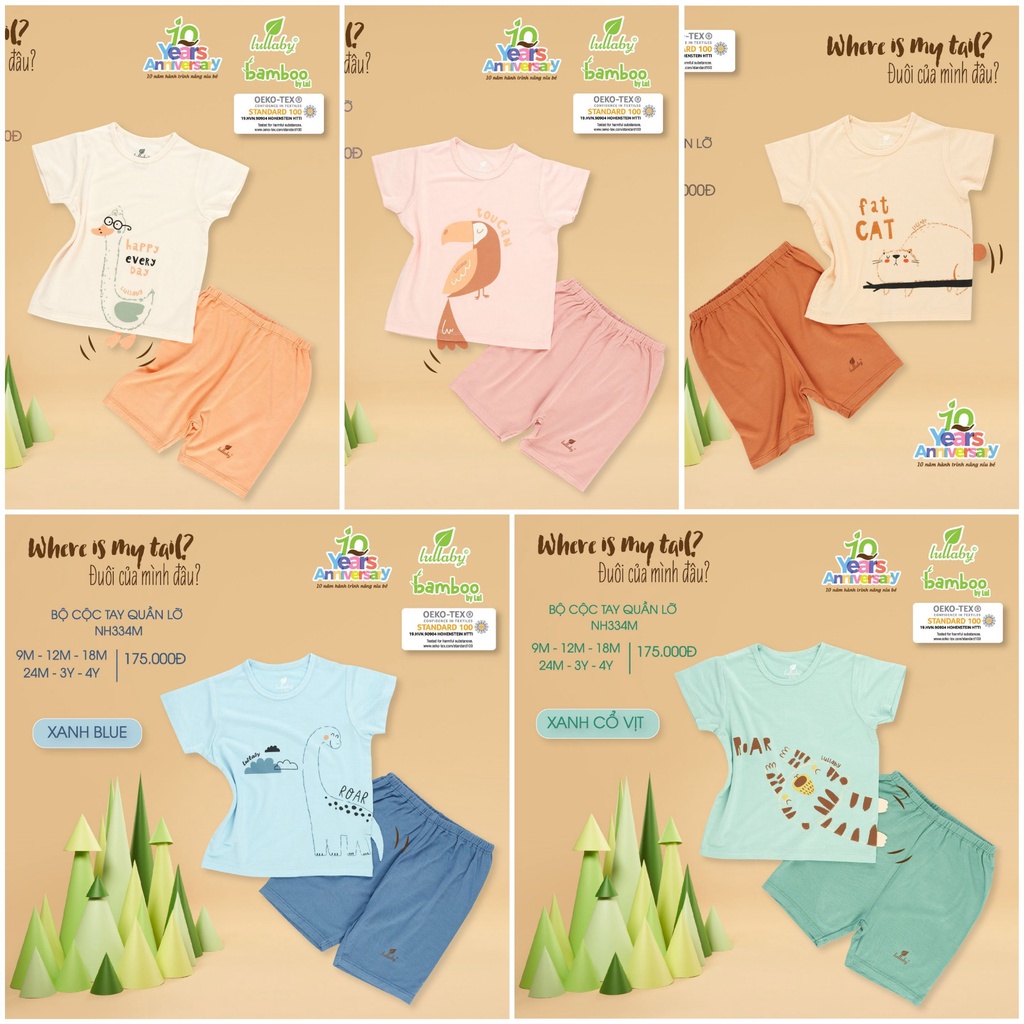 Bộ cộc tay sợi tre mềm mát Lullaby