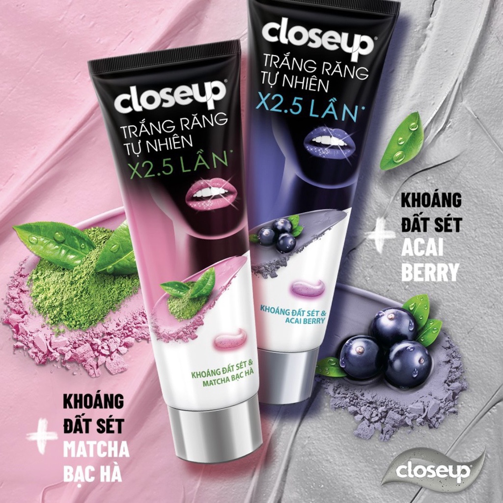 Kem Đánh Răng Closeup Giúp Làm Trắng Răng Tự Nhiên X2.5 Lần Với Khoáng Đất Sét Và Matcha Bạc Hà 230G/Tuýp