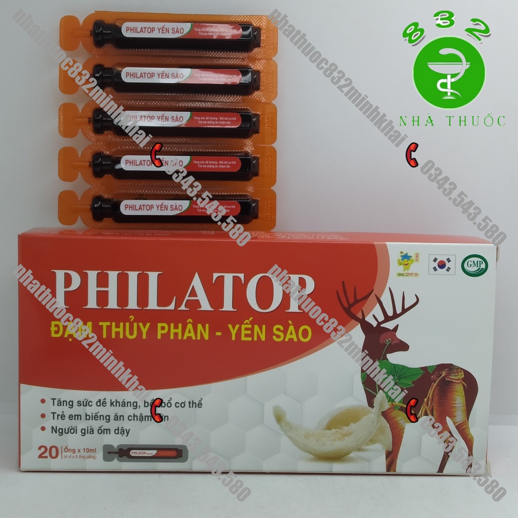 PHILATOP ĐẠM THỦY PHÂN - YẾN SÀO hộp 20 ống - Giúp tăng cường đề kháng, bồi bổ cơ thể, trẻ em biếng ăn, người già ốm dậy