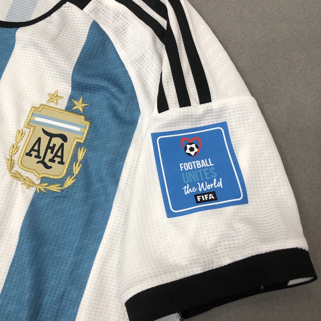 Bộ quần áo tuyển ARGENTINA sọc sân nhà FLG WC2022 thun thái Fex1 cao cấp (size châu âu)
