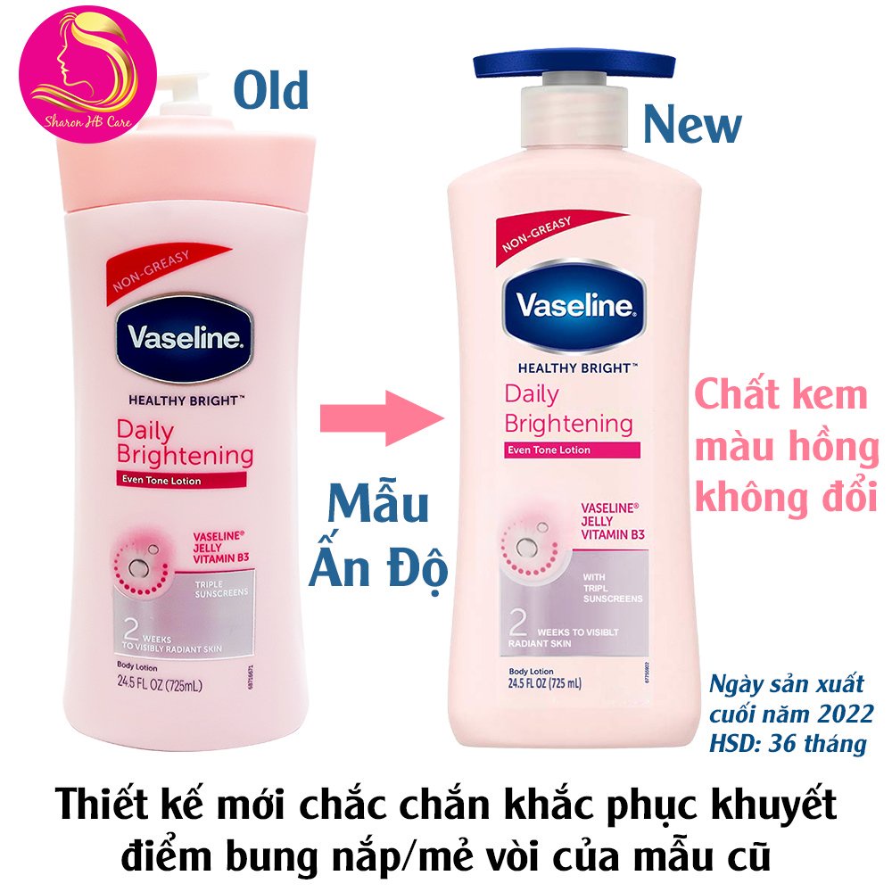 Sữa dưỡng thể vaseline màu hồng heathy white dưỡng ẩm làm sáng và mềm mịn da 725ml india