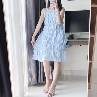 Đầm maxi 2 dây cổ yếm nhún tầng nhiều màu siêu xinh