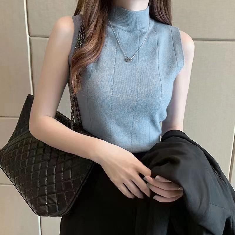 MELVILLE Áo len sát nách phong cách năng động 2023, áo len tăm Vest Cổ 3 phân