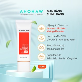 Kem Chống Nắng Phổ Rộng SPF50/PA+++ AHOHAW Shield Plus Sun Cream 50ml -Bảo Vệ Da Khỏi Tia UV, Dưỡng Ẩm Cho Da Nhạy Cảm