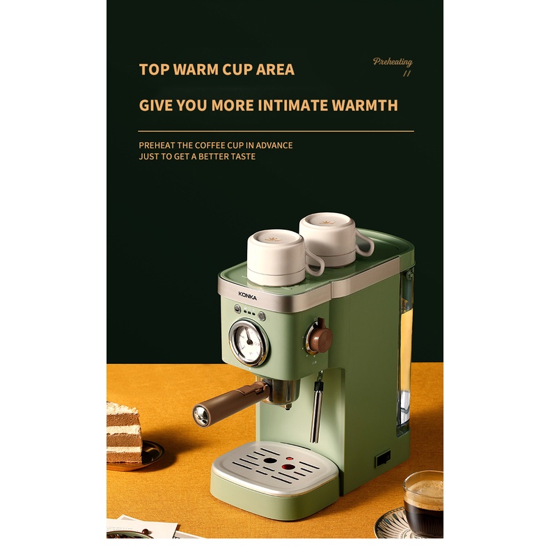 20Bar Konka 3in1 Espresso Ý Cổ điển cổ điển của Ý Cofee Maker Maker Coffee Powder Kopi