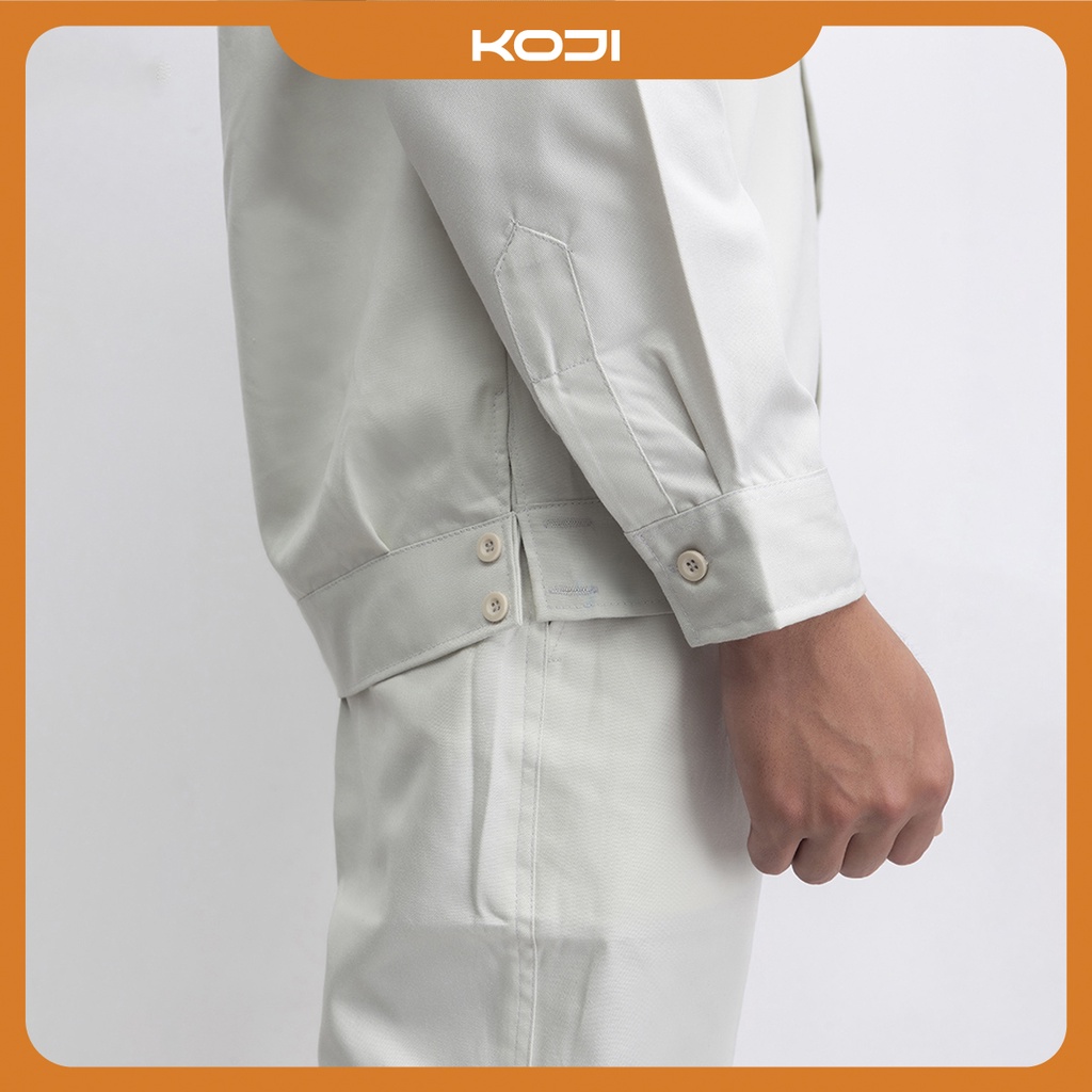 Bộ quần áo bảo hộ lao động KJ213 màu ghi sáng