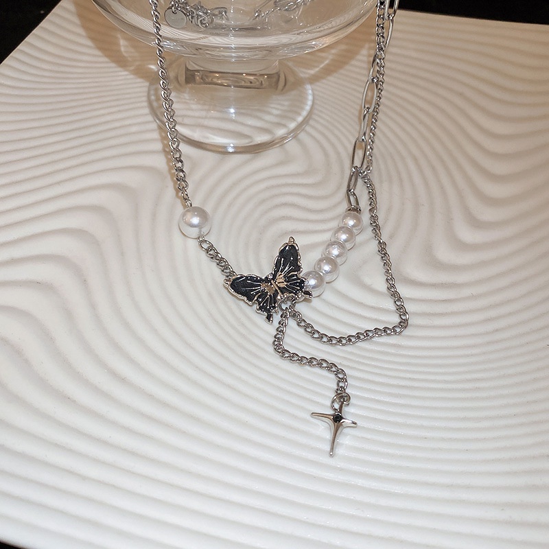 Vòng cổ Hình Bướm Đính Ngọc Trai Thời Trang Cho Nữ