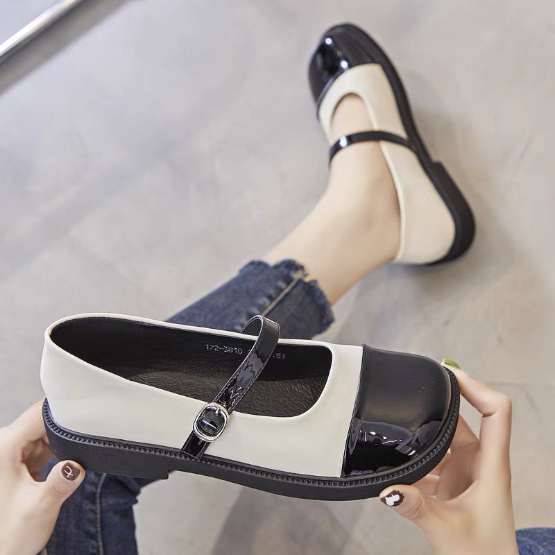 Giày Búp Bê Tiểu Thư Da Mềm Bóng Cao 3 Phân Mũi Vuông Mớii