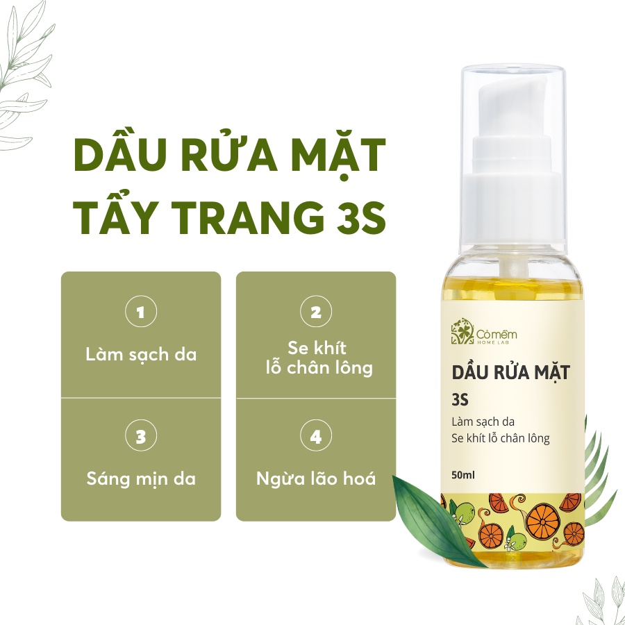 Dầu Tẩy Trang Rửa Mặt 3S Sạch Bã Nhờn Và Cặn Trang Điểm Trên Da Dưỡng Da Sáng Mịn Cỏ Mềm Homelab