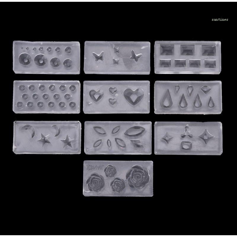 Set 10 Khuôn Silicon Mềm 3D Làm Móng Nghệ Thuật